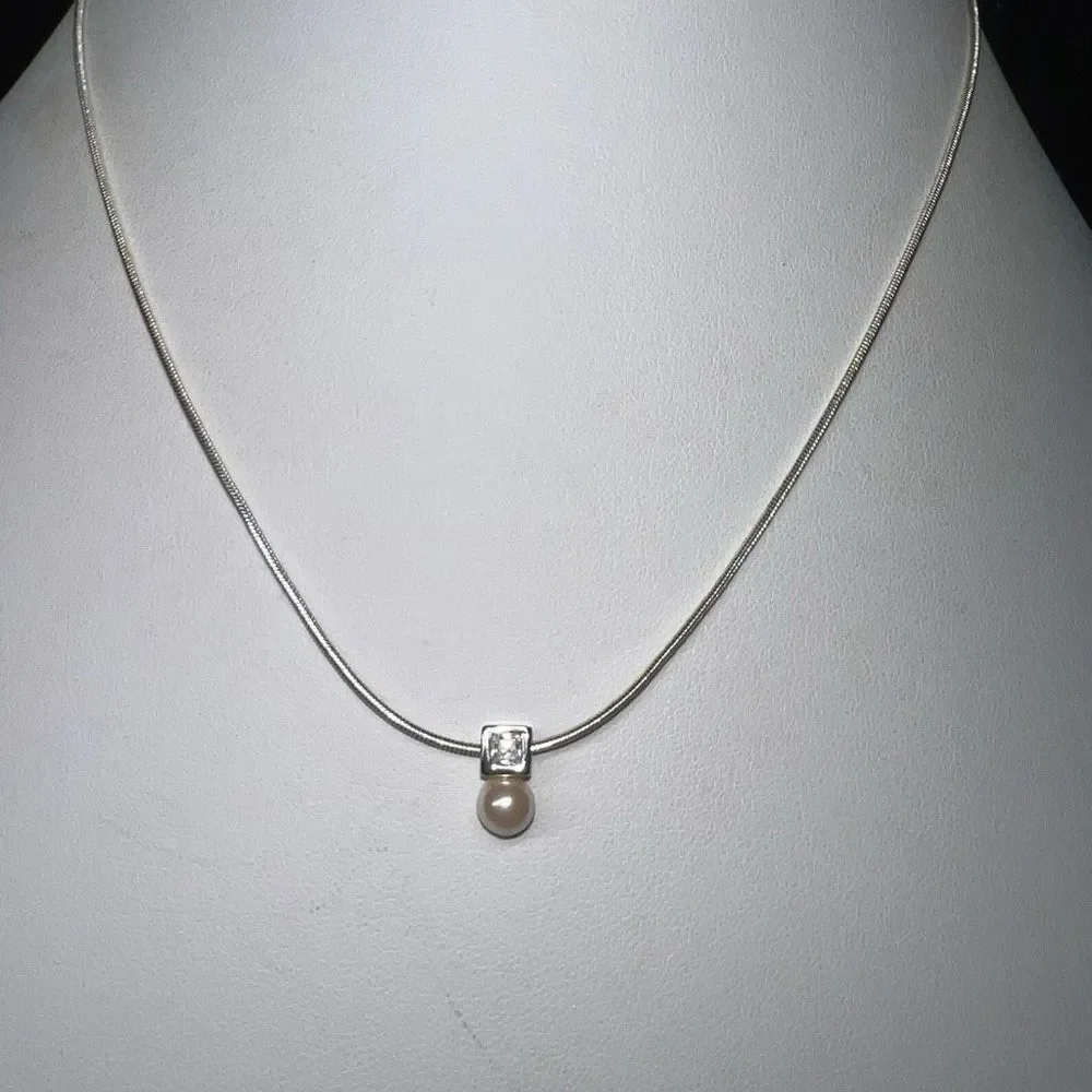 Carolee‎ Vintage Faux Pearl and Rhinestone Charm Necklace
